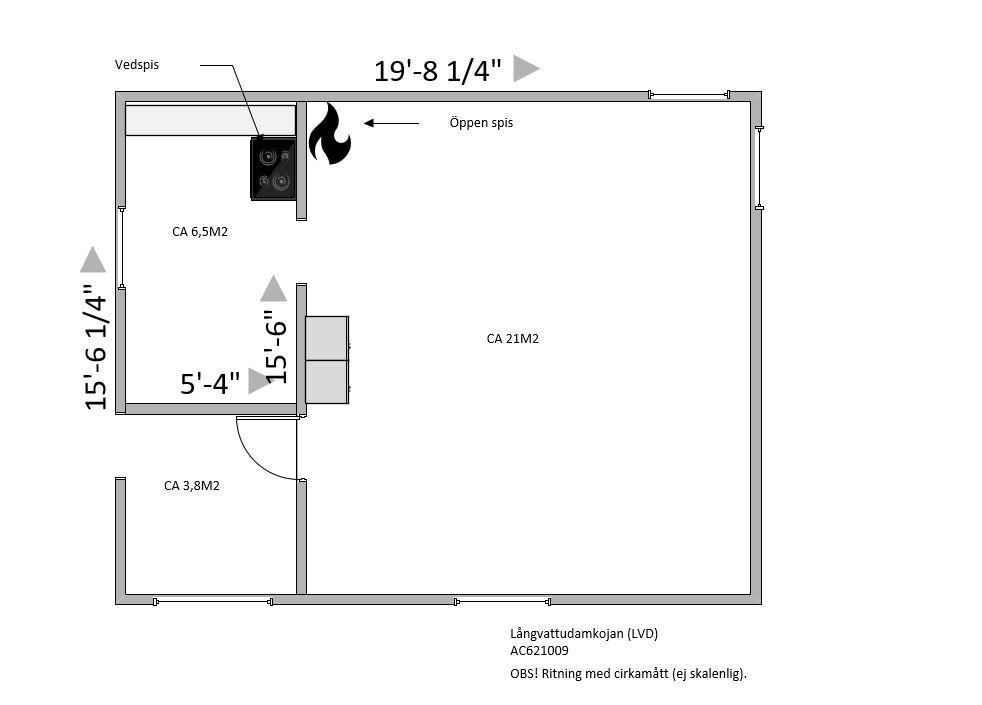 Långvattendammkojan planritning
